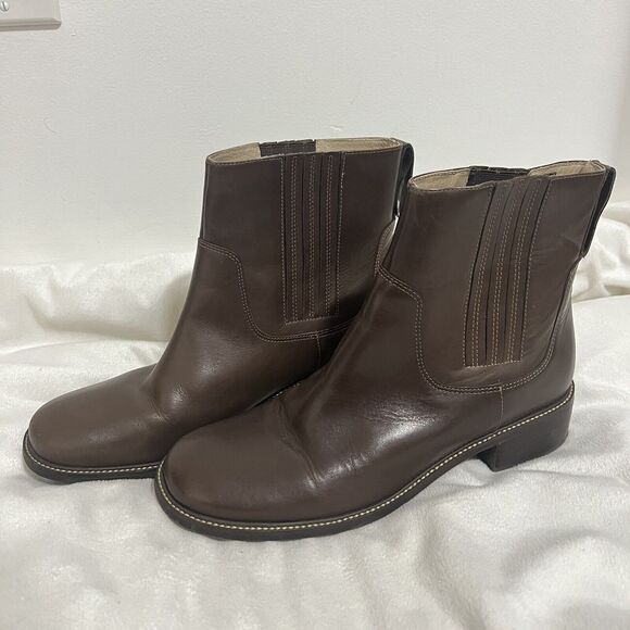LL Bean Brown Women Chelsea Boot Size 10 Brown Dressy OGCV804 Minimal Equestrian - Picture 1 of 10